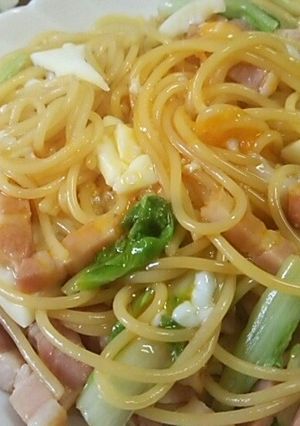 ベーコンとシャキッと山東菜のパスタ-レシピのメイン写真