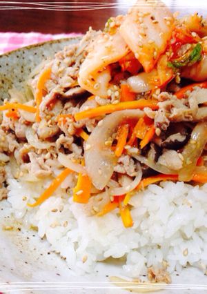 息子も大満足☆混ぜて焼くだけガッツリ丼-レシピのメイン写真