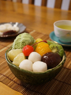 抹茶アイスと白玉フルーツのあんみつ-レシピのメイン写真