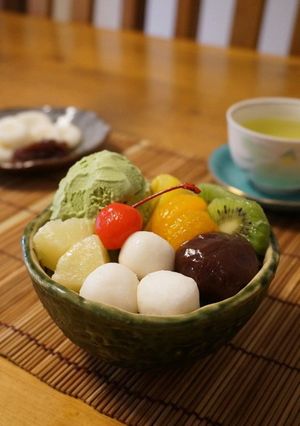 抹茶アイスと白玉フルーツのあんみつ-レシピのメイン写真