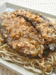 焼きナス鶏そぼろのあんかけ蕎麦-レシピのメイン写真