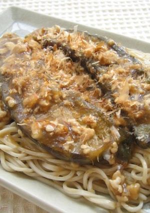 焼きナス鶏そぼろのあんかけ蕎麦-レシピのメイン写真