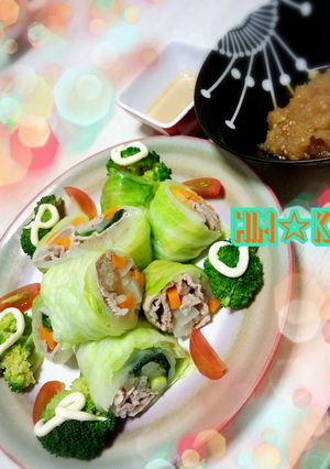 くるくる巻き巻き☆豚しゃぶサラダ-レシピのメイン写真
