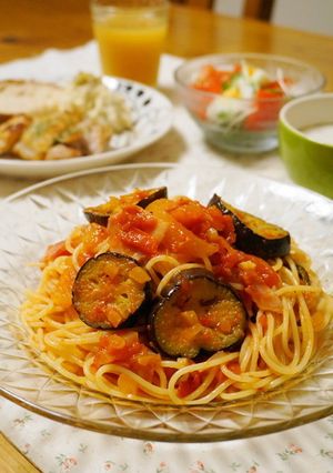 トマトと茄子とベーコンの冷製パスタ-レシピのメイン写真