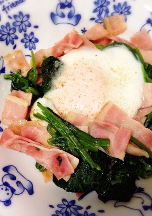 ほうれん草とベーコンの巣ごもり卵☆-レシピのメイン写真