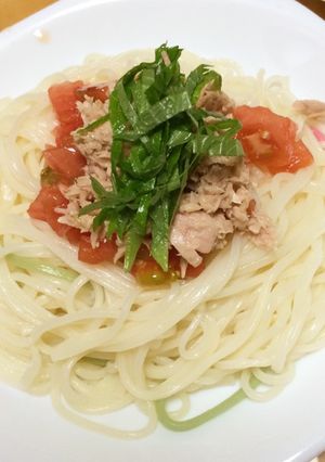 簡単！ずぼらツナトマトそうめん-レシピのメイン写真