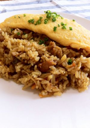明太子オムレツのせて♪かしわカレー飯-レシピのメイン写真
