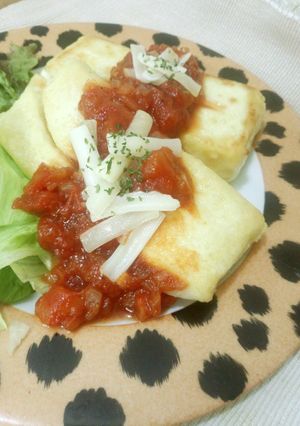豆腐のオリーブオイル焼きトマトソースがけ-レシピのメイン写真