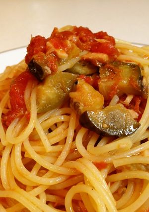 ツナ・トマ・ナスのパスタ-レシピのメイン写真