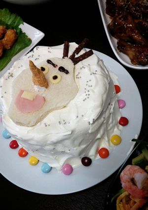 食パンで簡単オラフ-レシピのメイン写真