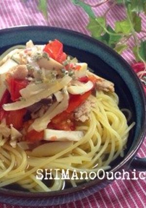 キノコと鶏挽肉の和風スープパスタ-レシピのメイン写真