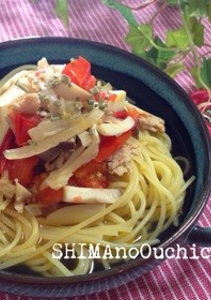 キノコと鶏挽肉の和風スープパスタ-レシピのメイン写真