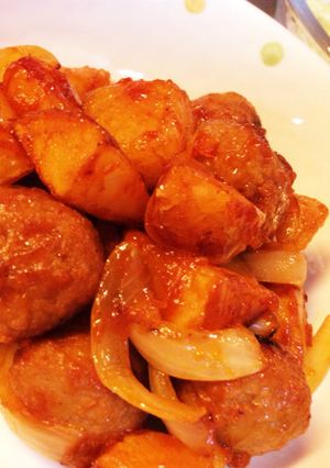 肉団子とジャガイモのケチャップ煮！-レシピのメイン写真