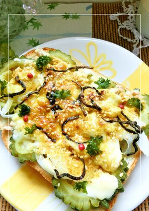 ゴーヤ×ツナの塩昆布カレートースト-レシピのメイン写真