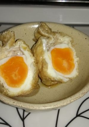 おつゆじゅわ～☆弁当に合う油揚げの卵巾着-レシピのメイン写真