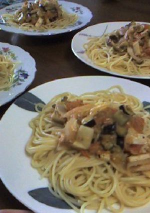 ナスとトマトの冷製パスタ-レシピのメイン写真