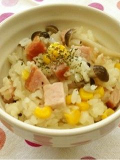 厚切りハムの洋風炊き込みごはん-レシピのメイン写真