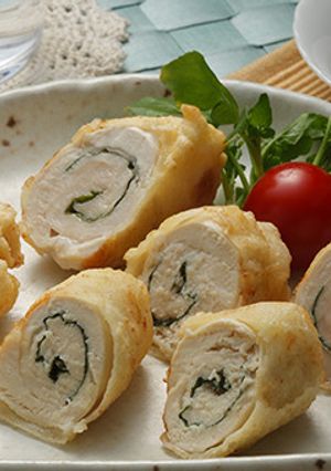 鶏ささみと大葉のロール揚げ　梅肉つゆ-レシピのメイン写真