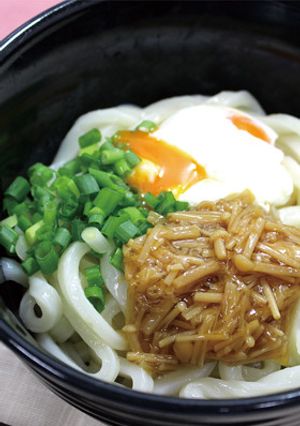 なめ茸のせ釜玉うどん-レシピのメイン写真