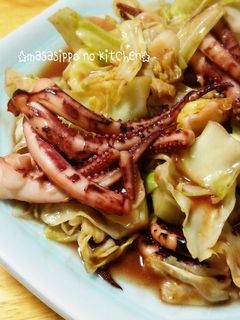 ご飯が進む!烏賊キャベツの焦がし味噌炒め-レシピのメイン写真