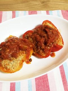 おからdeパプリカの肉詰めトマト煮-レシピのメイン写真
