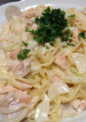 超簡単♡鮭ハラスクリームパスタ-レシピのメイン写真