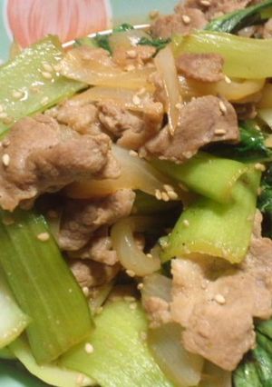 ささっと作るチンゲン菜と豚肉炒め物-レシピのメイン写真