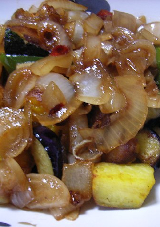 夏野菜の素揚げ　玉ねぎの黒酢ソースかけ-レシピのメイン写真