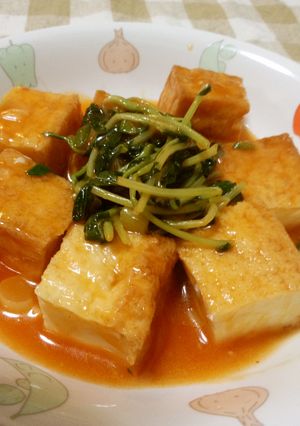 厚揚げと豆苗のチリソース-レシピのメイン写真