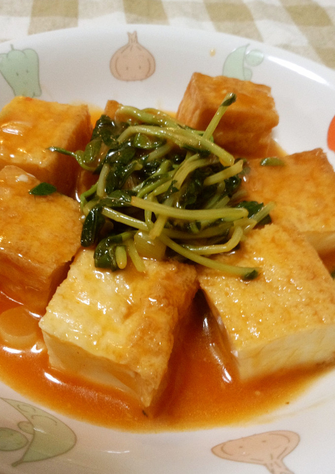 厚揚げと豆苗のチリソース-レシピのメイン写真