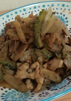 ゴーヤとごぼうの肉みそ炒め-レシピのメイン写真