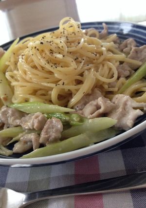 アスパラと豚の味噌クリームパスタ-レシピのメイン写真