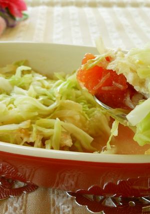 ✿レンジで✿　千切りキャベツの重ね煮-レシピのメイン写真