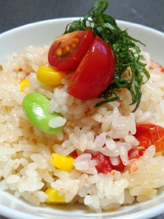 プチトマトと枝豆とコーンの炊き込みご飯-レシピのメイン写真