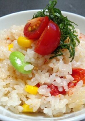 プチトマトと枝豆とコーンの炊き込みご飯-レシピのメイン写真