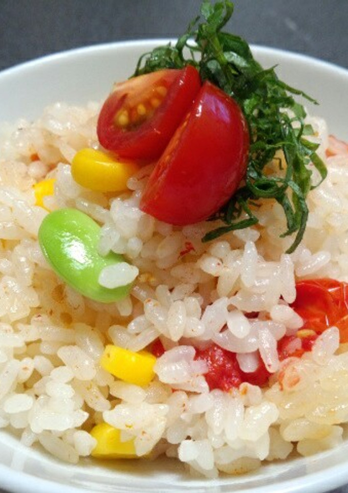 プチトマトと枝豆とコーンの炊き込みご飯-レシピのメイン写真