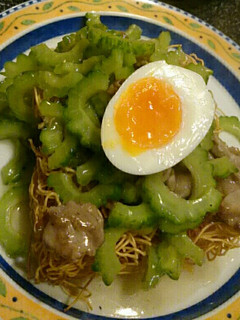 ゴーヤ好きの為のあんかけゴーヤ皿うどん-レシピのメイン写真
