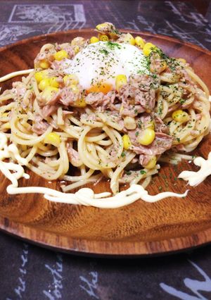 即席☆ツナ缶で☆温玉のせ冷製パスタ☆-レシピのメイン写真