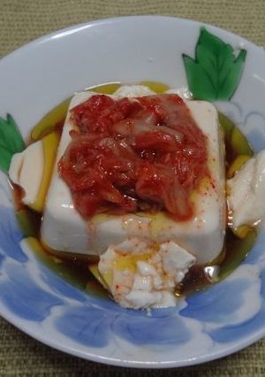 オリーブオイルでキムチ冷奴!-レシピのメイン写真