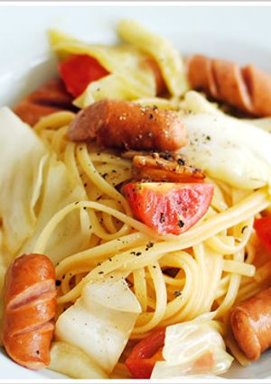 キャベツとウインナー、トマトのパスタ-レシピのメイン写真