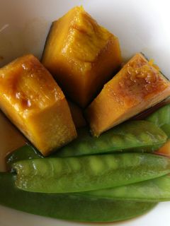 かぼちゃと絹さやの煮物-レシピのメイン写真