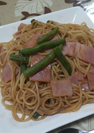 いんげん&ベーコンのスパゲッティパスタ-レシピのメイン写真