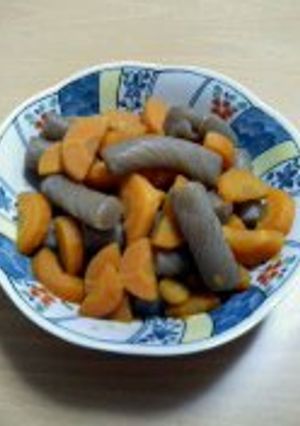 こんにゃくとにんじんの甘めんつゆ煮-レシピのメイン写真