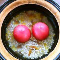 トマト丸ごと玄米ご飯土鍋炊き-レシピのメイン写真