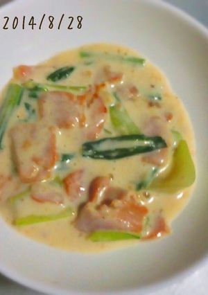 ハムとちんげん菜のクリーム煮-レシピのメイン写真