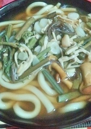 温かい山菜うどん(関東風)-レシピのメイン写真