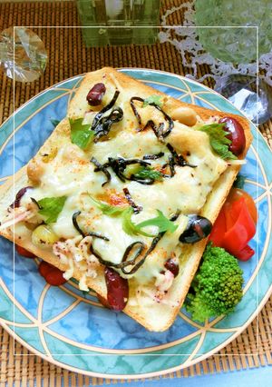 紫蘇香る❀切り干し大根とお豆の和トースト-レシピのメイン写真