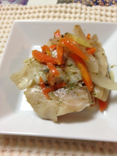 シリコンスチーマー 魚と野菜ときのこ蒸煮-レシピのメイン写真