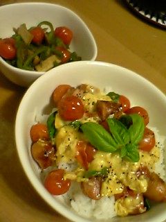 チーズと卵がトロッと♥ プチトマト丼-レシピのメイン写真