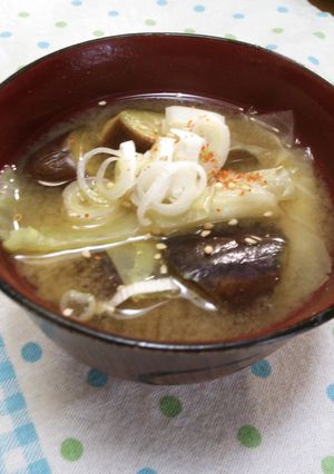 キャベツと炒めたなすのお味噌汁☆-レシピのメイン写真